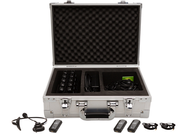 AXIWI tour guide system with transceivers and storage case