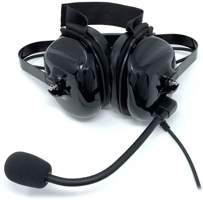 Two-way tour guide system noise reduction headset for use with a hard hat